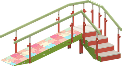 Escalera con rampa infantil de 4 peldaños