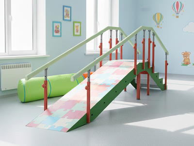 Escalera con rampa infantil de 5 peldaños