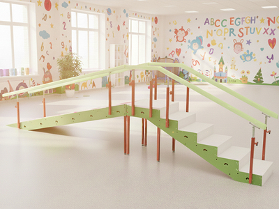 Escalera con rampa infantil de 6 peldaños