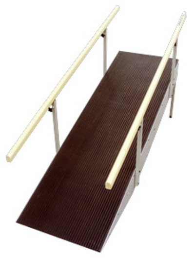 Mod. rampa para Escalera con rampa metálica 4/5 escalones con pasamanos regulable en altura